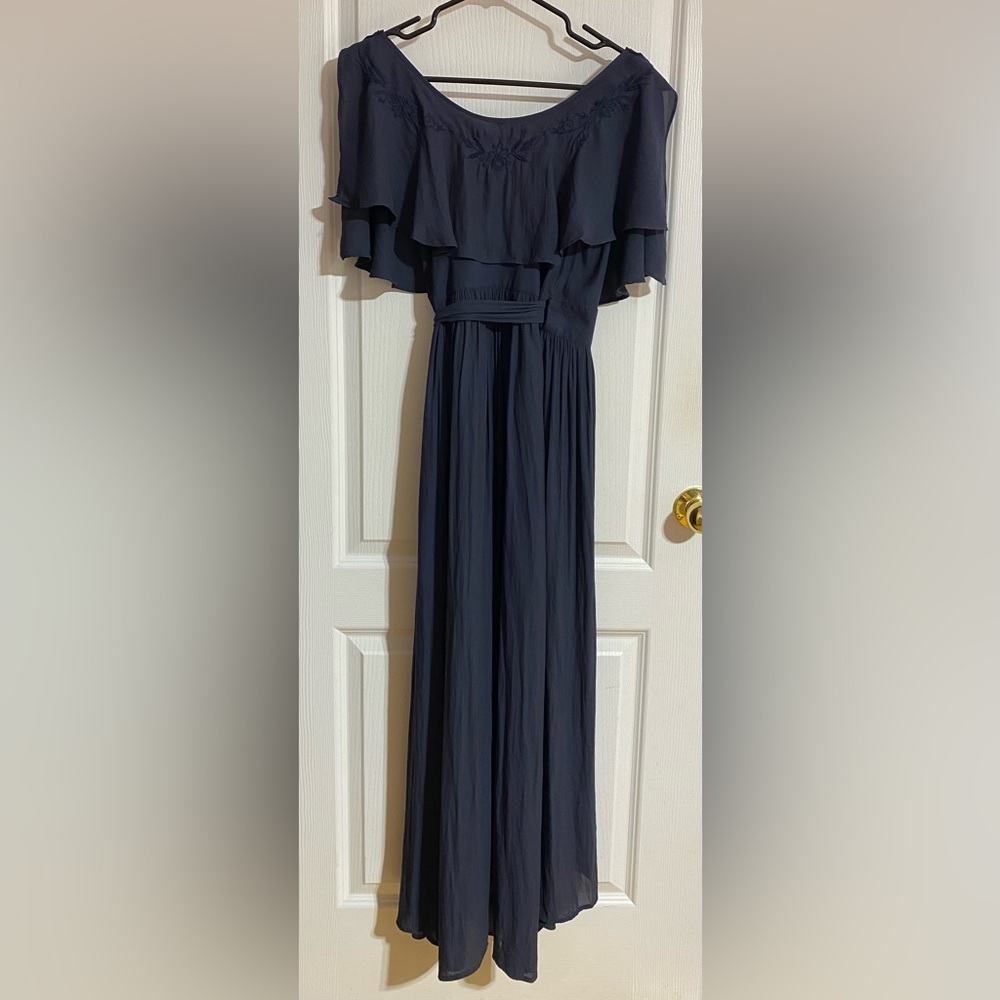 Free People Boho Embroidered Flowy Wrap V-Neck Flutter Sleeve Maxi Dress Size XS - Picture 14 of 14